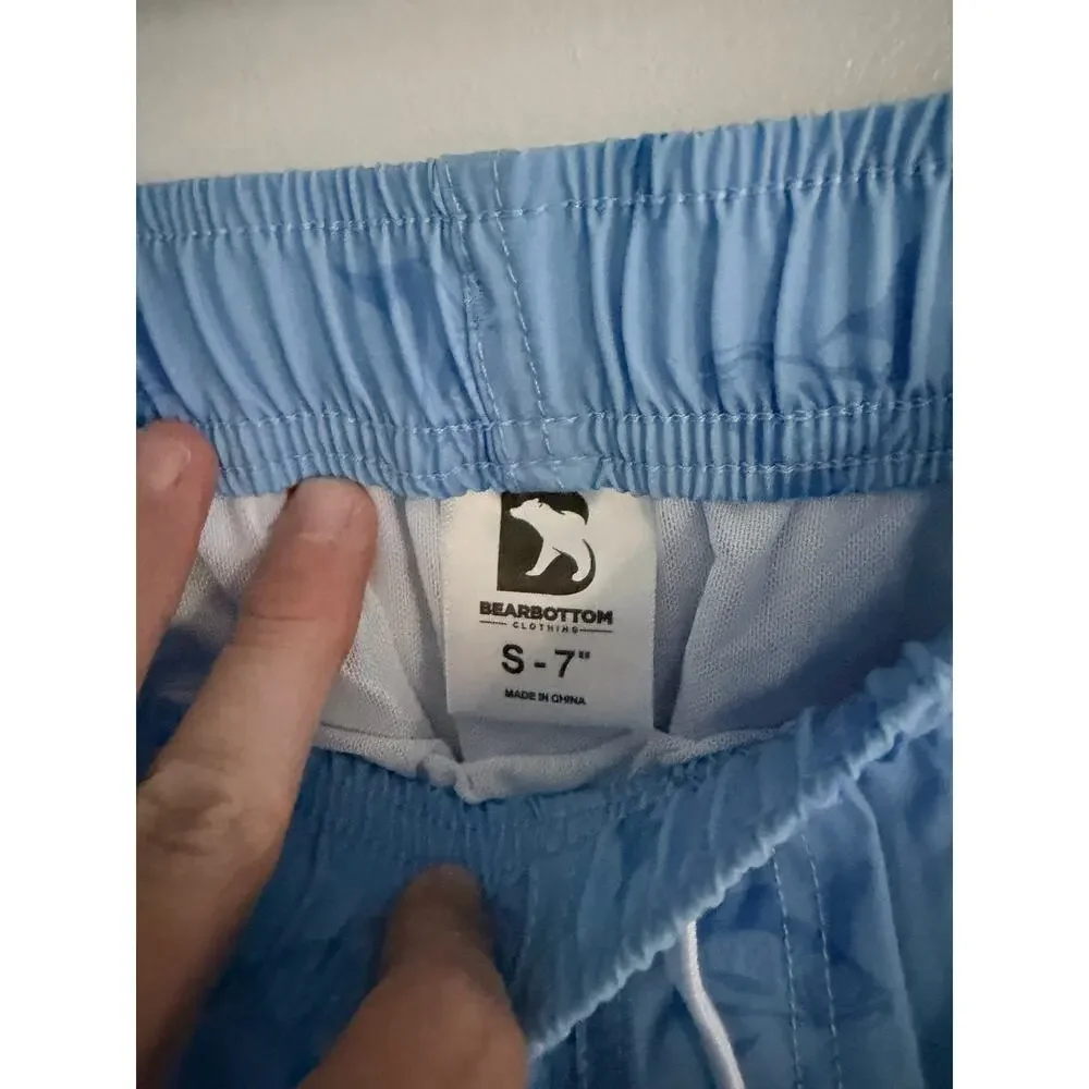 Bearbottom Blue Fish Bonita 7” Swim Trunk-Size Small